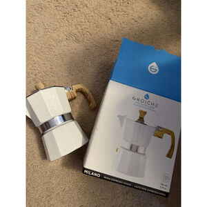 Grosche Milano Moka Espresso Maker (5 fl oz) White/Wood Open Box